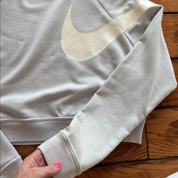 NIKE Sweatshirt Womens Size XS Blue Dri Fit Cropped Sleeve Y2K 90s White Swoosh - Picture 6 of 12
